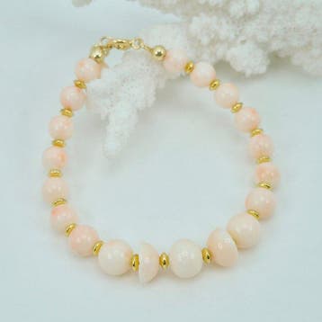 Koraal - Zilver, Verguld - Armband - Roze koraal