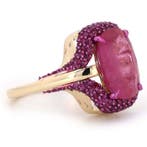 Bague de cocktail - 14 carats Or jaune - 5.55ct. tw. Rubis -