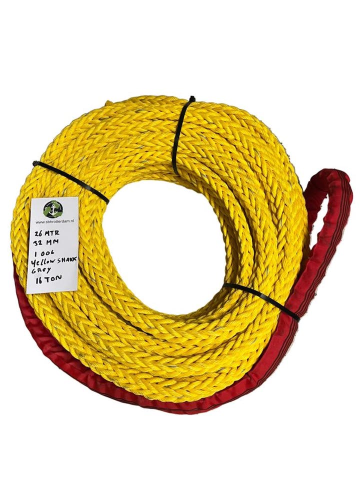 Yellow-Shark Touw 26MTR 32MM 1 Oog 17Ton Meertouw / Liert..., Watersport en Boten, Accessoires en Onderhoud, Lijn of Blok, Nieuw