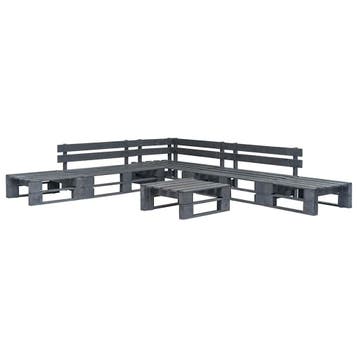 vidaXL 6-delige Loungeset pallet hout grijs, Verzenden, Loungeset