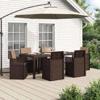 vidaXL Tuin Eettafel Set met kussen 7 pcs Bruin en Taupe PP, Tuin en Terras, Verzenden, Nieuw