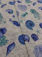 Meubelstof - 500 cm - 140 cm - katoen koraal azuurblauw