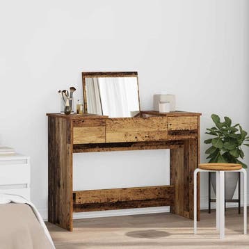 vidaXL Cosmetische Tafel met lade met opslag Oudhout 100 x, Huis en Inrichting, Verzenden, Nieuw