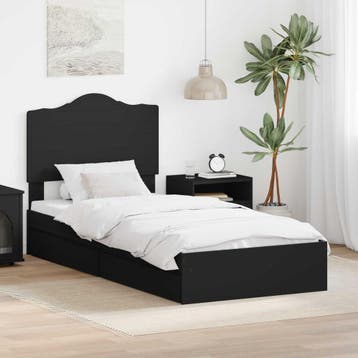 vidaXL Opbergbed met lade met opslag Zwart 90 x 190 cm, Verzenden