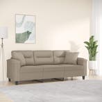 vidaXL Driezitsbank met kussens 180 cm microvezelstof taupe, Verzenden, Nieuw