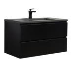 Badkamermeubel Set Angela 90cm Mat Zwart Badmeubel, Verzenden