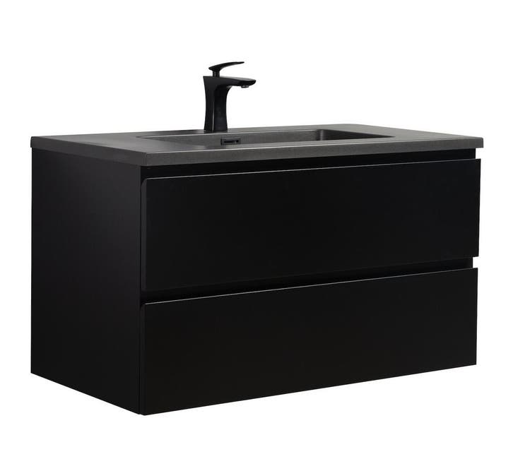 Badkamermeubel Set Angela 90cm Mat Zwart Badmeubel, Maison & Meubles, Salle de bain | Meubles de Salle de bain, Envoi