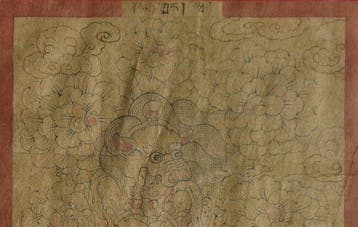 Zeer zeldzaam oud Tibetaans schilderij van de Dakini met het