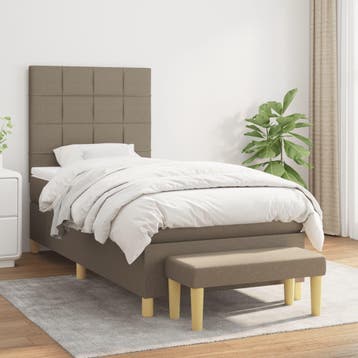 vidaXL Boxspring met matras stof taupe 80x200 cm, Verzenden