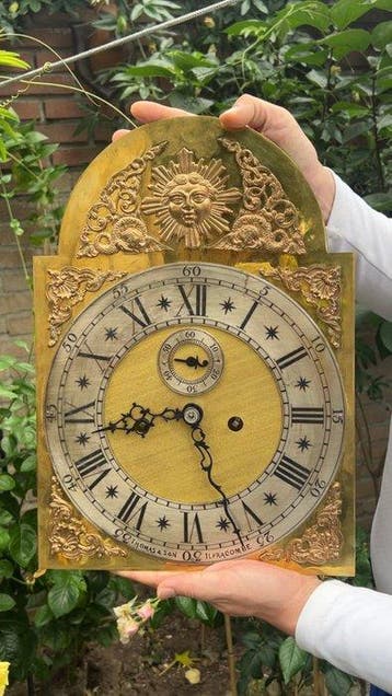 horloge de parquet Géorgien Laiton, Acier et Bois de chêne