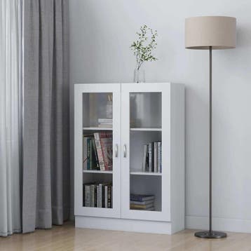 vidaXL Vitrinekast 82,5x30,5x115 cm bewerkt hout wit, Verzenden, Nieuw