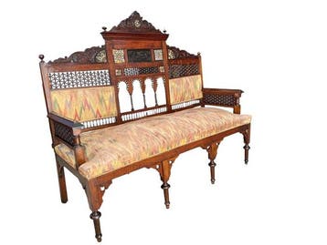 Sofa - Hout, parelmoer - Prachtige bank.