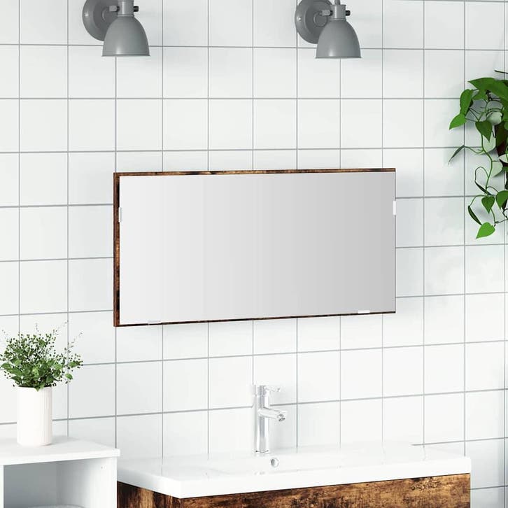 vidaXL Spiegel met spiegel Bruin 80 x 37 cm Glas en, Huis en Inrichting, Tafels | Kaptafels, Nieuw, Verzenden