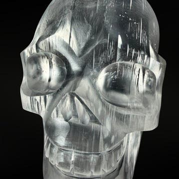 Zeldzame schedel en seleniet uit Mexico Gravure - Hoogte:, Verzamelen, Mineralen en Fossielen