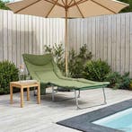 vidaXL Opvouwbare zonnebed met kussen Donkergroen, Tuin en Terras, Verzenden, Nieuw