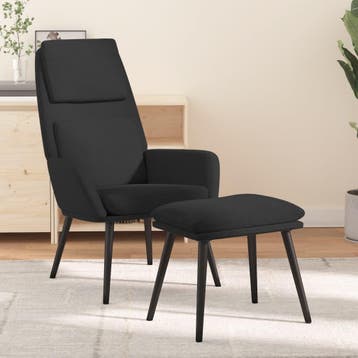 vidaXL Relaxstoel met voetenbank stof zwart, Huis en Inrichting, Fauteuils, Verzenden, Nieuw