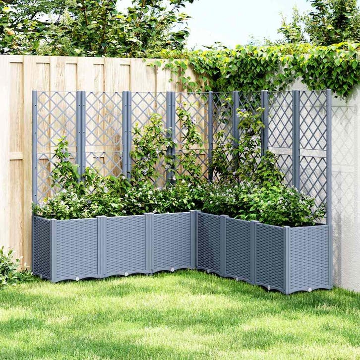 vidaXL Plantenbak met latwerk 160x160x140 cm polypropeen, Jardin & Terrasse, Pots de fleurs, Envoi