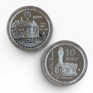 Spanje. 10 Euro 2002 Gaudi (2 coins) Proof (Zonder