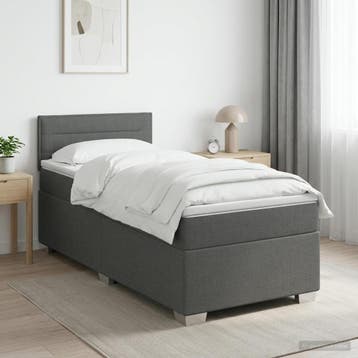 vidaXL Boxspringbed met matras en LED Donkergrijs 80 x 200, Verzenden, Nieuw