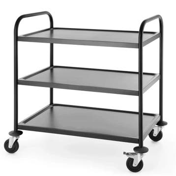 Serveerwagen | RVS (Zwart) | 3 Niveaus (830x510) | Wielen, Verzenden, Nieuw in verpakking