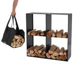 Lendo Online Brandhoutrek 80x28x80 cm Zwart Staal, Verzenden