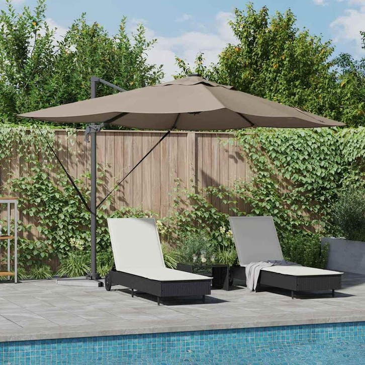vidaXL Parasol Taupe 352 x 251 x 265 cm Polyester en, Jardin & Terrasse, Parasols, Envoi