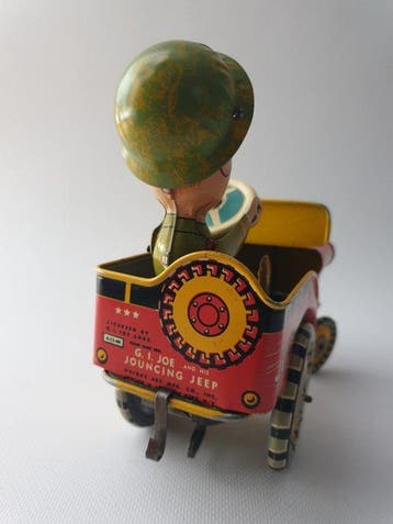 Unique Art - G. I. Joe en zijn stuiterende Jeep tinnen, Antiquités & Art, Antiquités | Jouets