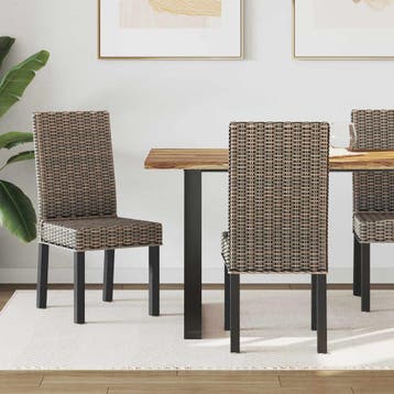 vidaXL Eetkamerstoel 2 st Kubu Rattan en Massief Mahoniehout, Verzenden, Nieuw