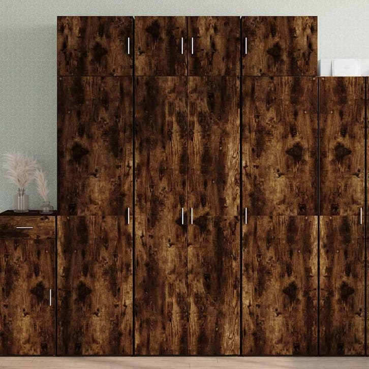 vidaXL Opbergkast 70x42,5x225 cm bewerkt hout gerookt, Huis en Inrichting, Kasten | Dressoirs, Nieuw, Verzenden