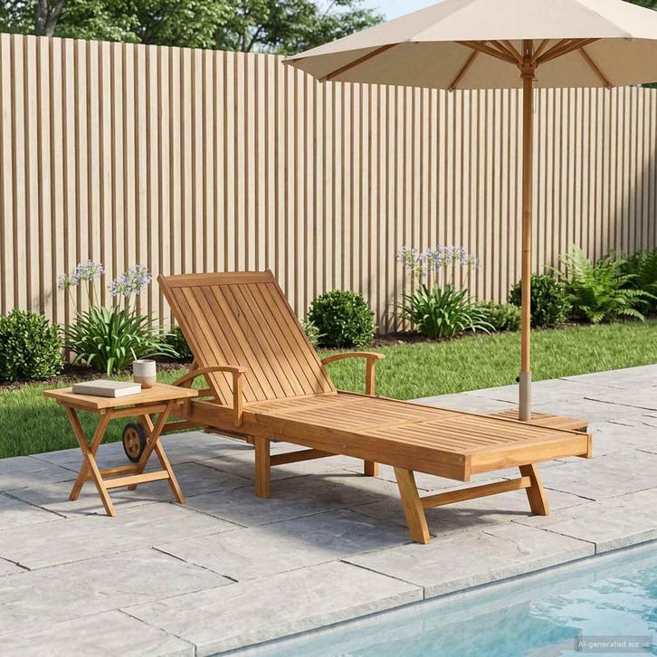 vidaXL Zonligstoel met Tafel 2 pcs Bruin 40 x 40 x 40 cm, Tuin en Terras, Ligbedden, Nieuw, Verzenden