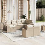 vidaXL 10-delige Loungeset met kussens poly rattan beige, Verzenden, Loungeset