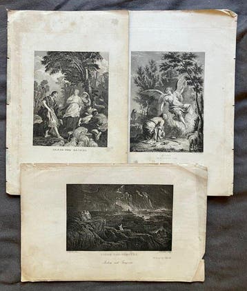 3 Stahlstich-Illustrationen zur Bibel - 1922, Antiek en Kunst