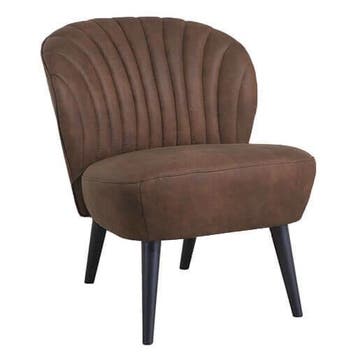 Loungestoel | BOREAS | Microvezel/Hout | Brown | Zwarte, Verzenden, Nieuw in verpakking