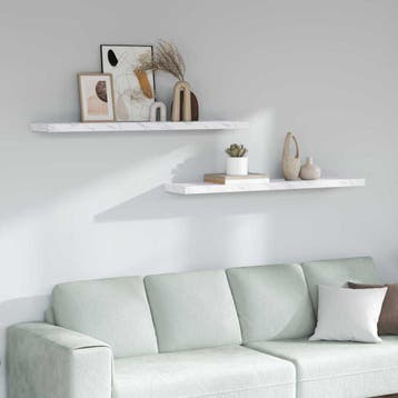 vidaXL Wandplank 2 st Wit Marmer 120 x 23,5 x 3,8 cm Bewerkt, Verzenden