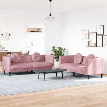 vidaXL 2-delige Loungeset met kussens fluweel roze, Huis en Inrichting, Verzenden, Nieuw