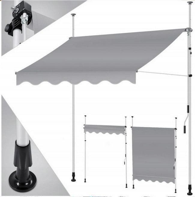Klemluifel - Balkon luifel - Verticale luifel - 150 cm - Gri, Tuin en Terras, Schaduwdoeken, Nieuw, Verzenden