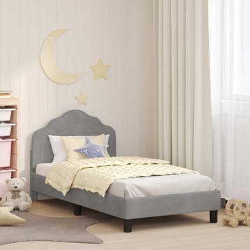 vidaXL Kinderen bedframe met hoofdboard Lichtgrijs 80 x 160, Huis en Inrichting, Slaapkamer | Bedden, Verzenden, Nieuw