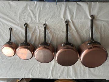 Cuivres de Faucogney - Ensemble de casseroles (5) - Cuivre, Antiquités & Art