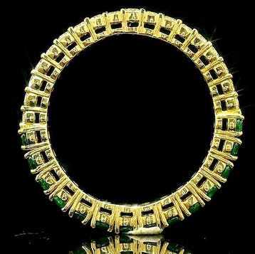 Ring - 14 karaat Geel goud - 0.94ct. tw. Smaragd - Diamant -