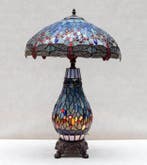 Lamp - Tiffany style - dragonfly - Messing, Glas, Antiek en Kunst