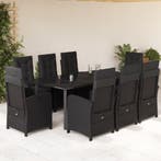 vidaXL 9-delige Tuinset poly rattan zwart, Verzenden, Nieuw, Tuinset