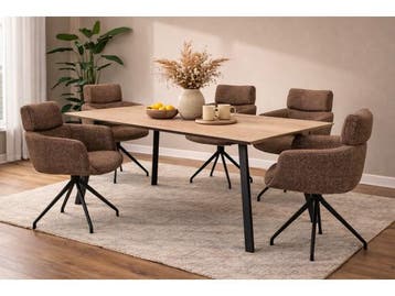 Veiling - Eettafel Eiken fineer natural 225x100 rechthoek ve, Huis en Inrichting, Nieuw