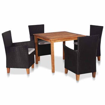 vidaXL 5-delige Tuinset poly rattan zwart en bruin, Verzenden, Tuinset