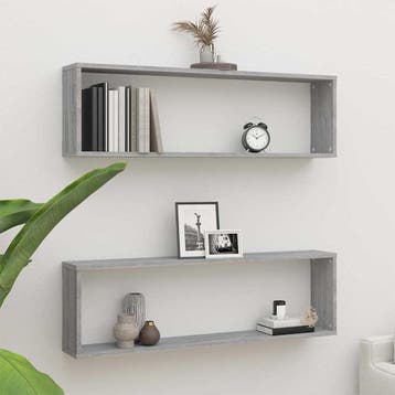 vidaXL Wandschappen kubus 2 st 100x15x30 cm bewerkt hout, Verzenden