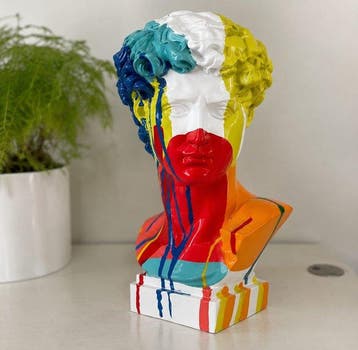 Buste, Abstract Bust with Vibrant Multicolor Pop Art Finish, Antiek en Kunst