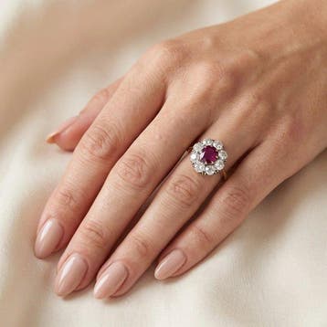 Ring - 18 karaat Geel goud Robijn - Diamant - Edwardiaanse, Nieuw