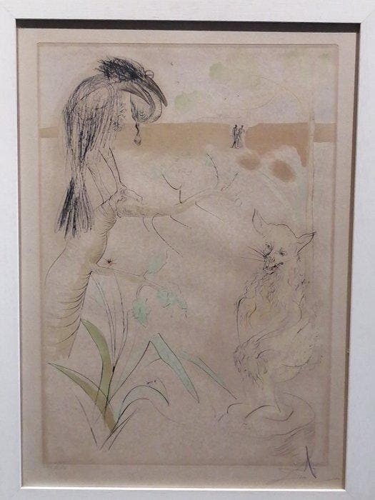 Salvador Dali (1904-1989) - Le Corbeau et le Renard, Antiek en Kunst, Antiek | Overige Antiek