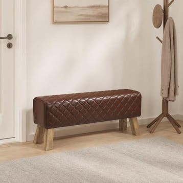 vidaXL Bank 110 x 30 x 45 cm Echt Leer Bruin diamant, Verzenden, Nieuw