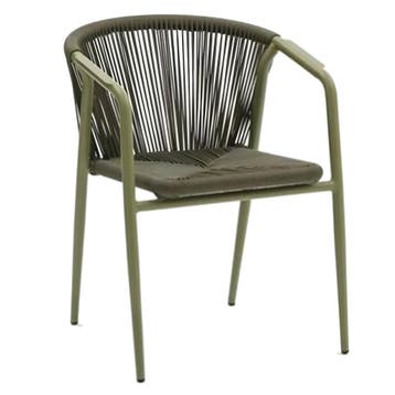 Stoel | Rotan/Aluminium | Groen | In-/Outdoor | Stapelbaar, Verzenden