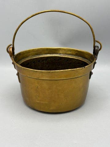 Antieke messing emmer met koperen details – 19e eeuw -, Antiek en Kunst
